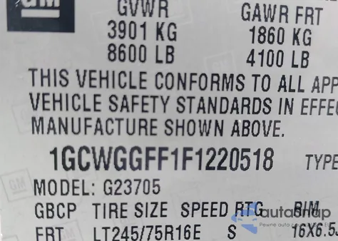 2015 Chevrolet Express 2500 Work Van из США, поврежденный, VIN 1GCWGGFF1F1220518